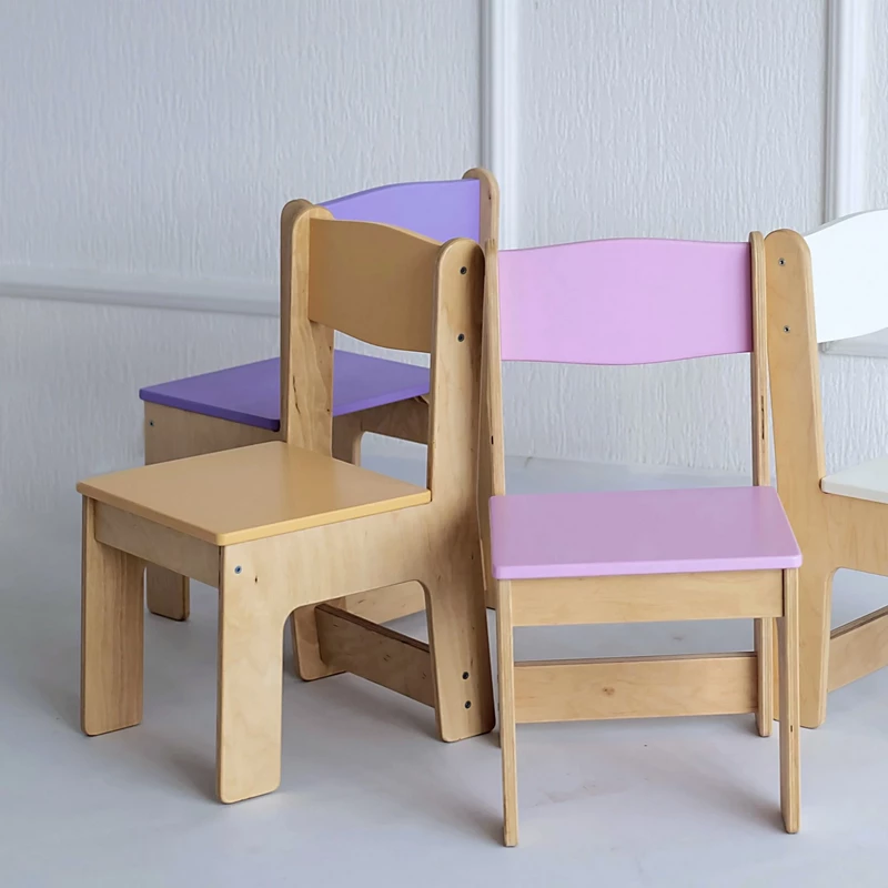 Stabiler Kinderstuhl für Zuhause und Kindergarten beige-gelb